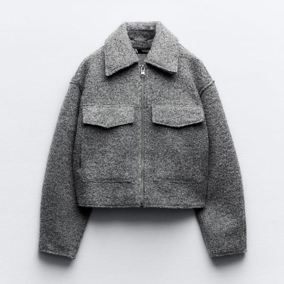 Zara CROPPED BOUCLÉ JACKET - Picture 3 of 12